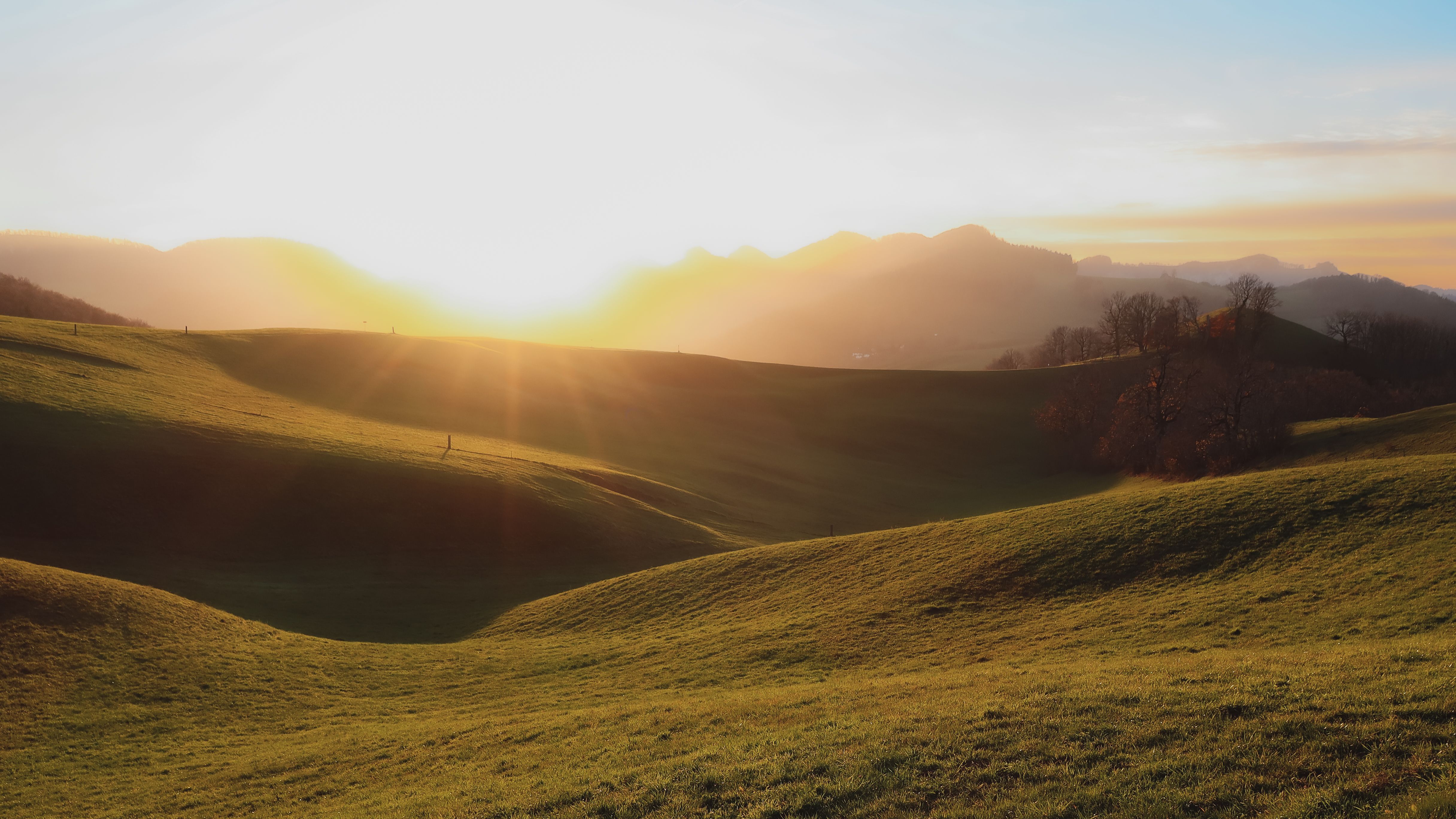 Rolling Turkish farmland and mountains at golden hour
